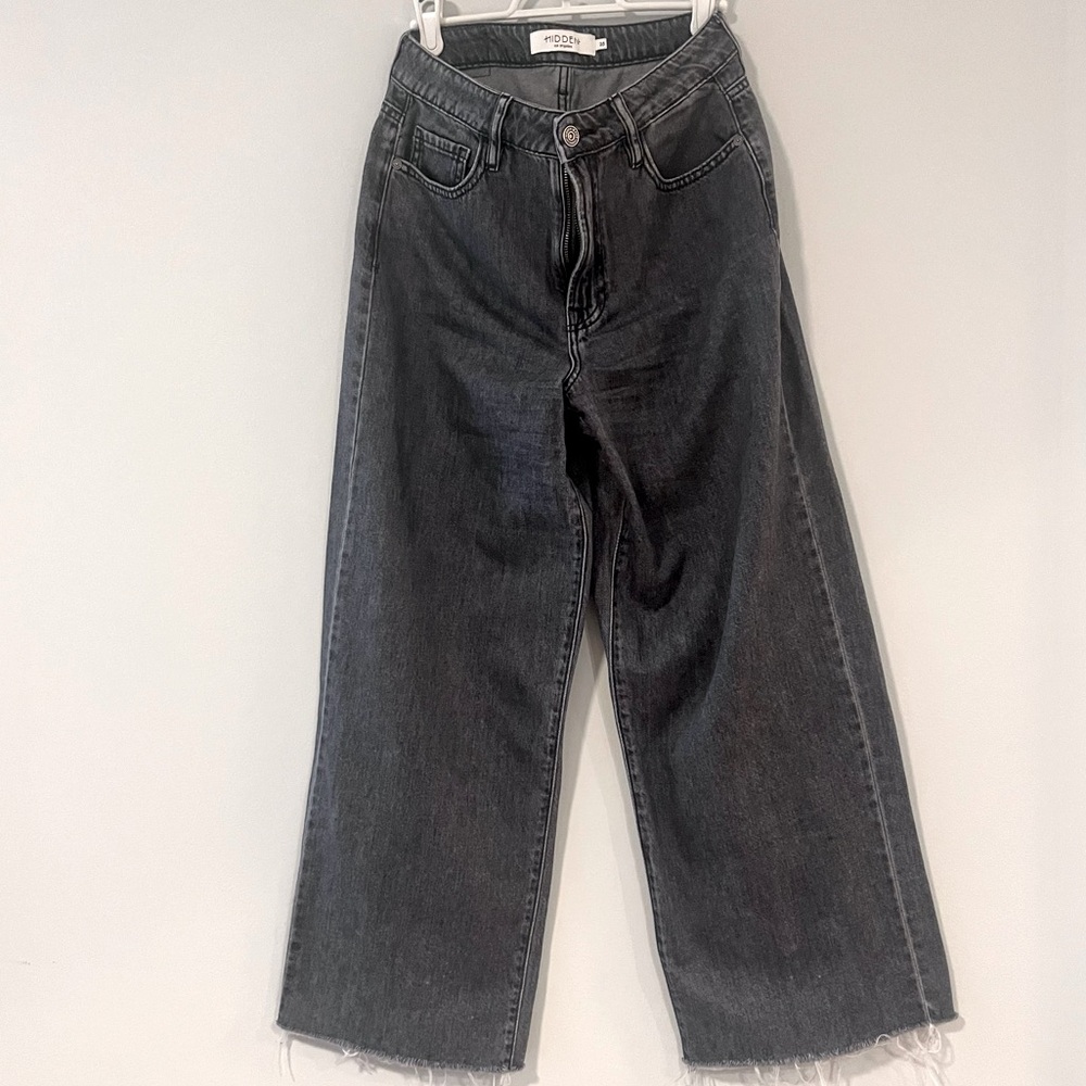 Faded Black Wide-Leg Jeans